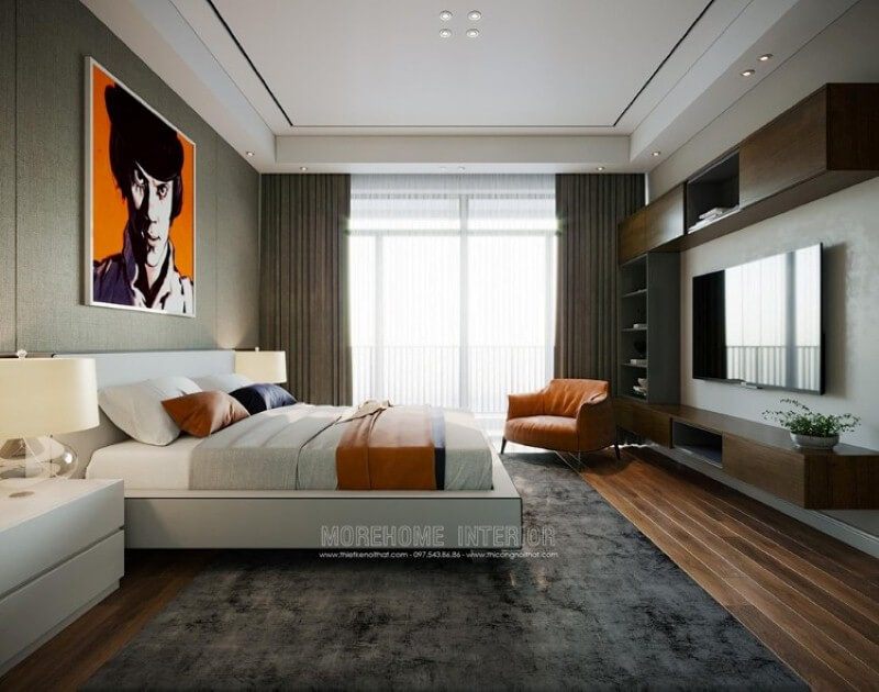 Để tạo nên một phòng ngủ ấn tượng, hãy sử dụng cửa lớn và rèm 2 lớp để tận dụng tối đa ánh sáng tự nhiên nhưng vẫn giúp phòng ngủ chống lại sức nóng oi ả của ngày hè hiệu quả.