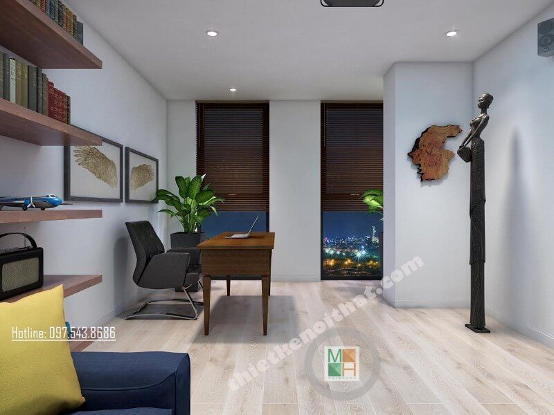 Bàn làm việc gỗ công nghiệp được thiết kế theo một phong cách mới lạ sẽ làm cho căn phòng trở nên hấp dẫn hơn.